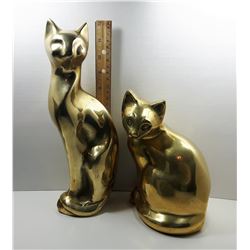 10 - LOT OF 2 SOLID BRASS CAT ORNAMENTS