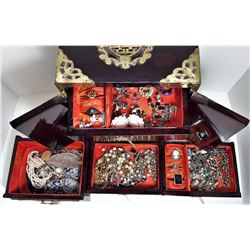 12 - ASIAN STYLE LACQUER JEWELRY BOX &