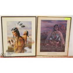 LOT OF 2 NATIVE PRINTS FRAMED INCL "MAY THE DAWN