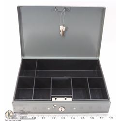 METAL OXFORD LOCKABLE CASH BOX.
