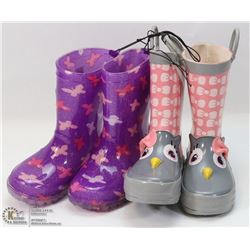 2 PACK CHILDS RUBBER BOOTS SIZE 8
