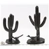Image 1 : PAIR OF 2 HEAVY METAL SAGUARO CACTI ORNAMENTS.