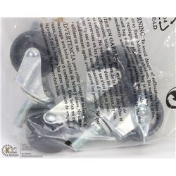 SET OF 4 CASTOR WHEELS WITH BRAKES -2" DIAMETER.