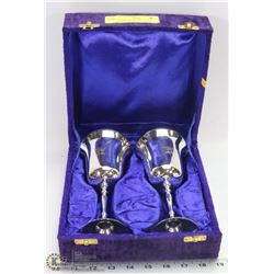 INDONESIAN COPPER & SILVER PLATED GOBLETS IN A