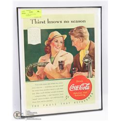 VINTAGE 1940 COCA-COLA ADVERTISEMENT.