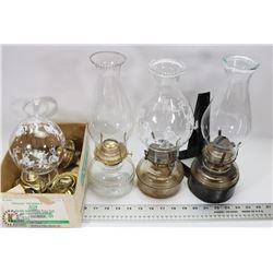 6) 3 COLLECTIBLE VINTAGE OIL LAMPS WITH EXTRA