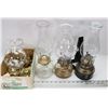 Image 1 : 6) 3 COLLECTIBLE VINTAGE OIL LAMPS WITH EXTRA