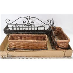 3 PIECE WROUGHT IRON BASKET SET