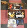 Image 1 : 2 BOXES OF ASSORTED TOOLS , SAWS, DRILLS AND MORE
