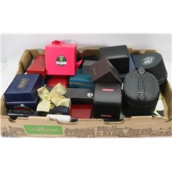 LARGE FLAT OF WATCH, RING, JEWELRY BOXES