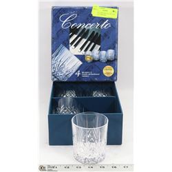 ITALIAN CAPRI CRYSTAL SET OF 4 DOUBLE TUMBLERS