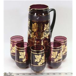 VINTAGE BAR SET DECANTER WITH 5 GLASSES