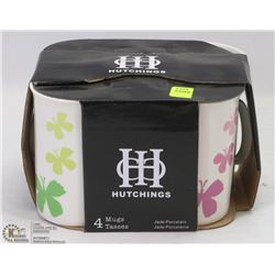 NEW 4PCS HUTCHINGS JADE PORCELAIN MUGS