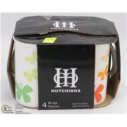 NEW 4PCS HUTCHINGS JADE PORCELAIN MUGS