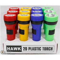 CASE OF 12 HAWK 2D PLASTIC TORCH / FLASHLIGHT