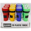 Image 1 : CASE OF 12 HAWK 2D PLASTIC TORCH / FLASHLIGHT