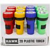 Image 1 : CASE OF 12 HAWK 2D PLASTIC TORCH / FLASHLIGHT