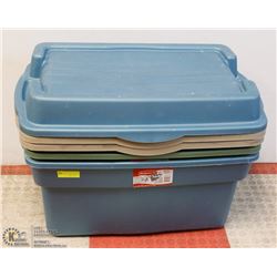 LOT OF 3 RUBBERMAID ROUGHNECK STORAGE TOTES WITH