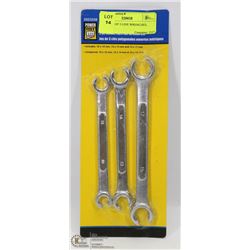 NEW SET OF 3 LINE WRENCHES, METRIC.