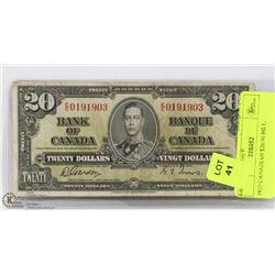 1937 CANADIAN $20.00 BILL.