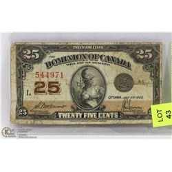 1923 CANADIAN SHINPLASTER.