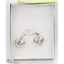 SILVER HEART SHAPED EARRINGS, TAGGED 925
