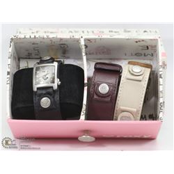 ROXY LADIES WATCH WITH 3 INTERCHANGEABLE STRAPS