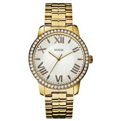 GUESS GOLD PLATED ST STEEL CASE MINERAL CRYSTAL