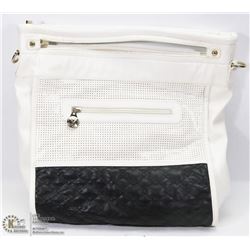 V-LEATHER HAND BAG. WITH TAG