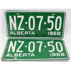 SET OF 2 MATCHING 1968 ALBERTA  LICENSE PLATES