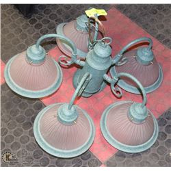 GREEN AND GLASS CHANDELIER