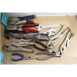 FLAT OF TOOLS INCL. VISE GRIPS, CRESCENT