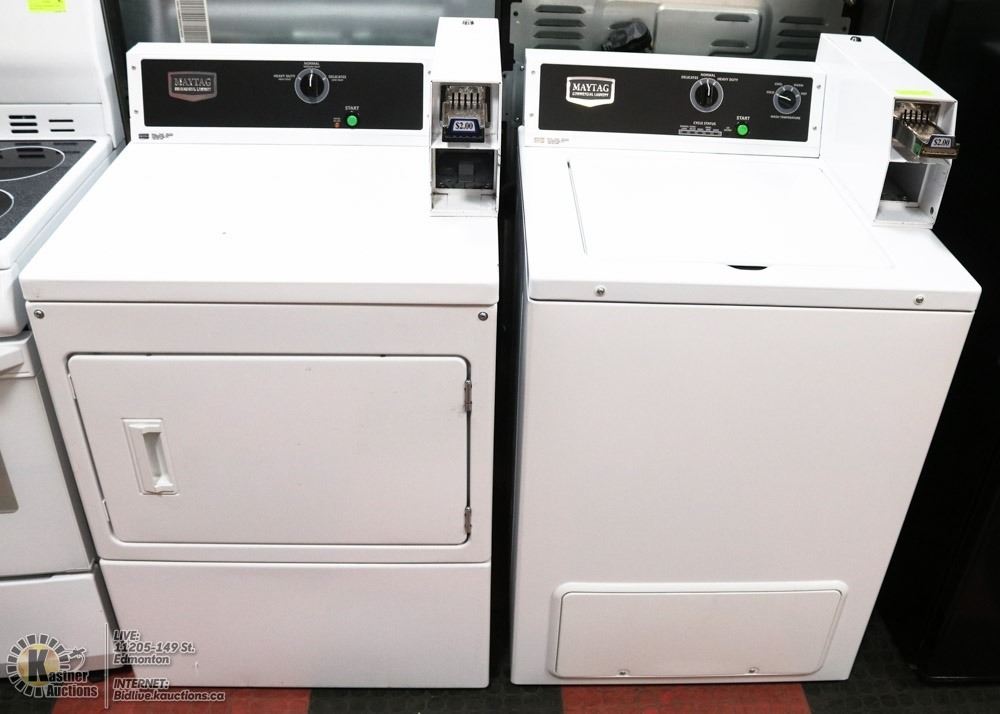 MAYTAG COMMERCIAL COIN OPERATED WASHER DRYER SET MAYTAG COMMERCIAL COIN OPERATED WASHER DRYER SET