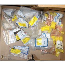 BOX OF MOSTLY WELDING ACCESSORIES INCL GAS HEADS,