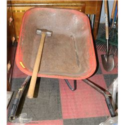 WHEEL BARROW SOLD WITH SLEDGE HAMMER (BENT)