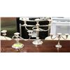 3 VINTAGE STYLE SILVERPLATE CANDELABRAS.