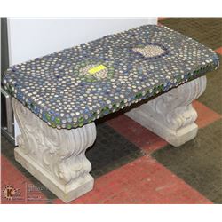 CONCRETE GARDEN BENCH (2PCS) WITH GLASS BEAD
