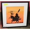 FRAMED MATTED NATIVE ART OF EAGLE AND CHIEFTAN ON