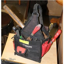 HUSKY TOOL BAG WITH TOOLS.