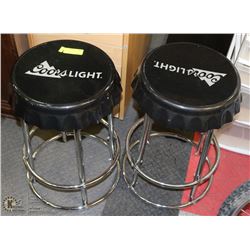 TWO COORS LIGHT BAR STOOLS.