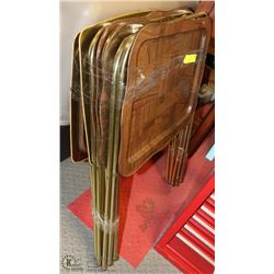 STACK OF VINTAGE TV TRAYS - 4 BROWN & 2 SCENIC.