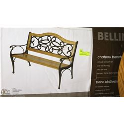 NEW BELLINI CHATEAU WROUGHT IRON AND WOOD BENCH