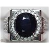 Image 1 : 1) STERLING SILVER SAPPHIRE W/ CZ MEN'S RING