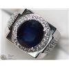 Image 2 : 1) STERLING SILVER SAPPHIRE W/ CZ MEN'S RING