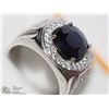 Image 3 : 1) STERLING SILVER SAPPHIRE W/ CZ MEN'S RING