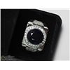 Image 4 : 1) STERLING SILVER SAPPHIRE W/ CZ MEN'S RING