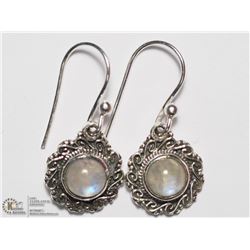 13) STERLING SILVER MOONSTONE EARRINGS.