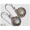 Image 2 : 13) STERLING SILVER MOONSTONE EARRINGS.