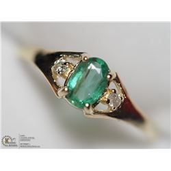 15) 10KT EMERALD DIAMOND RING