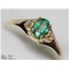 Image 3 : 15) 10KT EMERALD DIAMOND RING